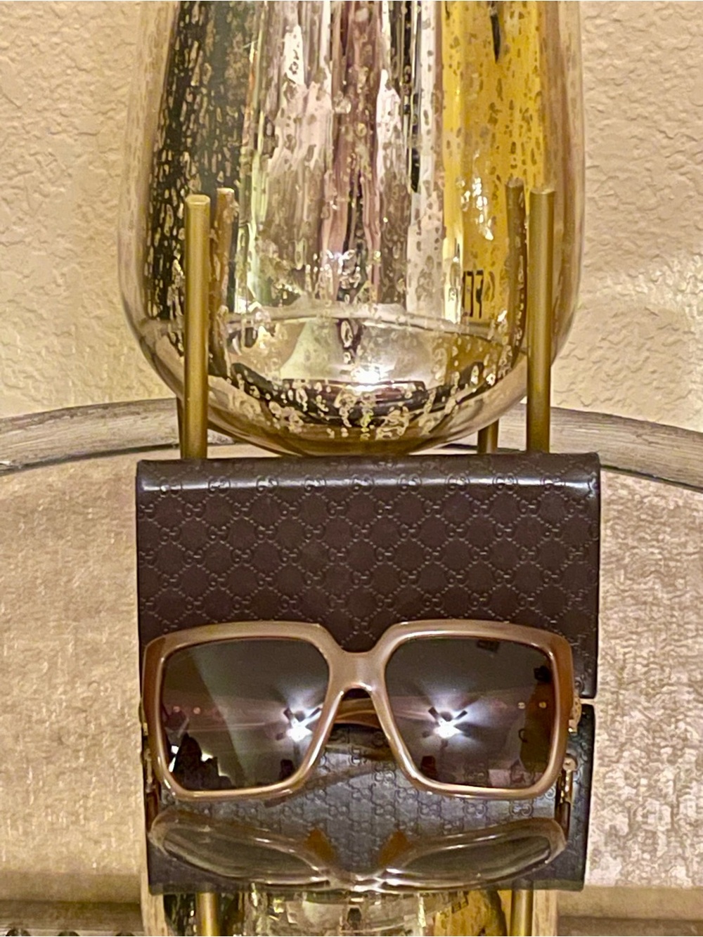 GUCCI  GOLD Oversized Square Sunglasses w/case cloth + card from Gucci in Italy